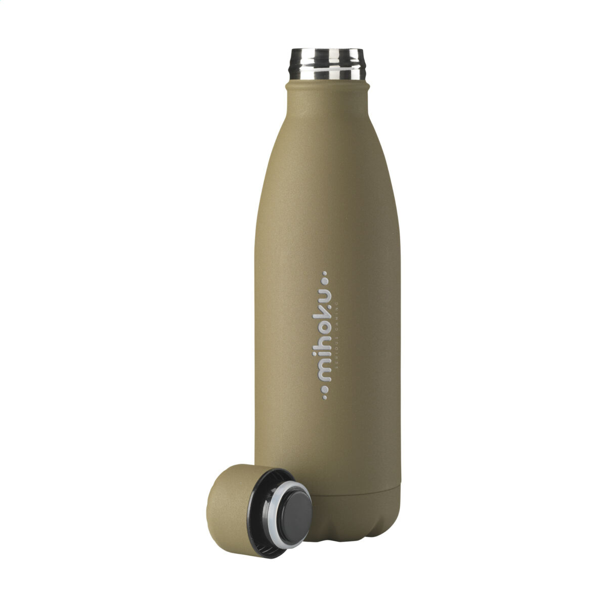 gourde isotherme,gourde en acier inoxydable recyclé <strong>Gourde isotherme en acier inoxydable recyclé</strong>, idéale pour conserver les boissons chaudes et froides. <strong>Personnalisation par gravure laser ou impression numérique</strong> sur différentes zones de marquage. <strong>Dimensions : 7 x 26 cm</strong> – <strong>Poids : 285g</strong> – <strong>Contenance : 500 ml</strong>.