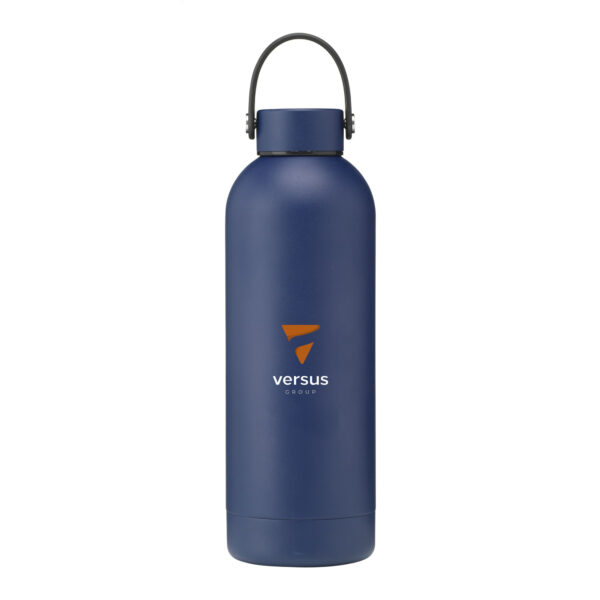 Thermos isotherme 500 ml en acier inoxydable recyclé, personnalisable en gravure laser ou impression numérique. Double paroi, maintien chaud 12h, froid 24h.