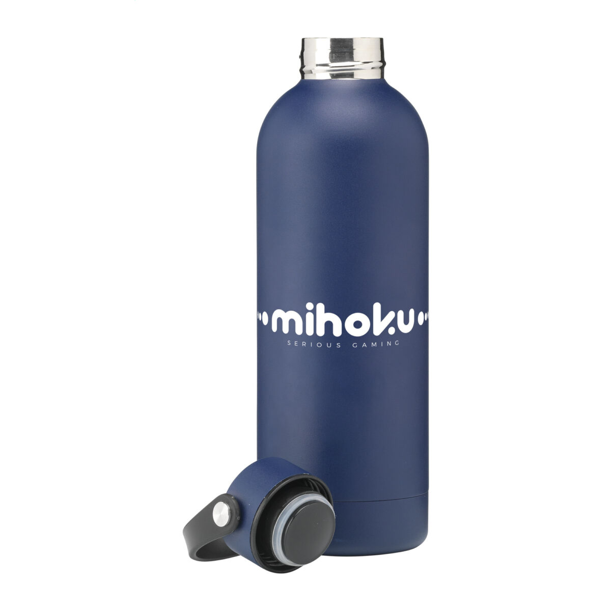 Thermos isotherme 500 ml en acier inoxydable recyclé, personnalisable en gravure laser ou impression numérique. Double paroi, maintien chaud 12h, froid 24h.