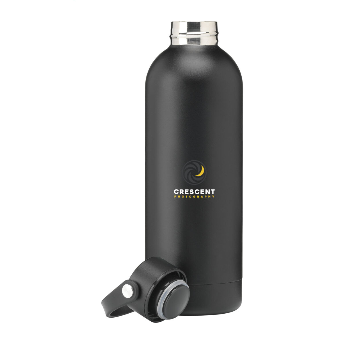 Thermos isotherme 500 ml en acier inoxydable recyclé, personnalisable en gravure laser ou impression numérique. Double paroi, maintien chaud 12h, froid 24h.