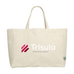Sac cabas 19L en fibres de chanvre 475 g/m², personnalisable en sérigraphie (1 ou 2 couleurs). Résistant, écologique et réutilisable pour un usage quotidien.