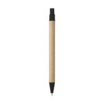 Stylo bille en déchets de blé et papier recyclé, personnalisable en tampographie (1 ou 2 couleurs). Léger, écoresponsable et disponible en naturel ou noir.