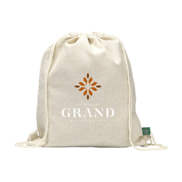 Sac en chanvre 250 g/m², avec cordon de serrage et personnalisation en sérigraphie (1 ou 2 couleurs). Format 33 x 40 cm, résistant et écoresponsable.