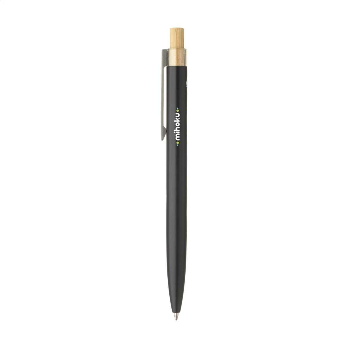 stylo bille recyclé Stylo à bille à <strong data-start="161" data-end="176">encre bleue</strong> avec un <strong data-start="185" data-end="220">corps en aluminium 100% recyclé</strong>, un <strong data-start="225" data-end="254">bouton-poussoir en bambou</strong> et un <strong data-start="261" data-end="287">support en ABS recyclé</strong>. Certifié <strong data-start="298" data-end="305">GRS</strong>, il contribue à la réduction de l'empreinte écologique.