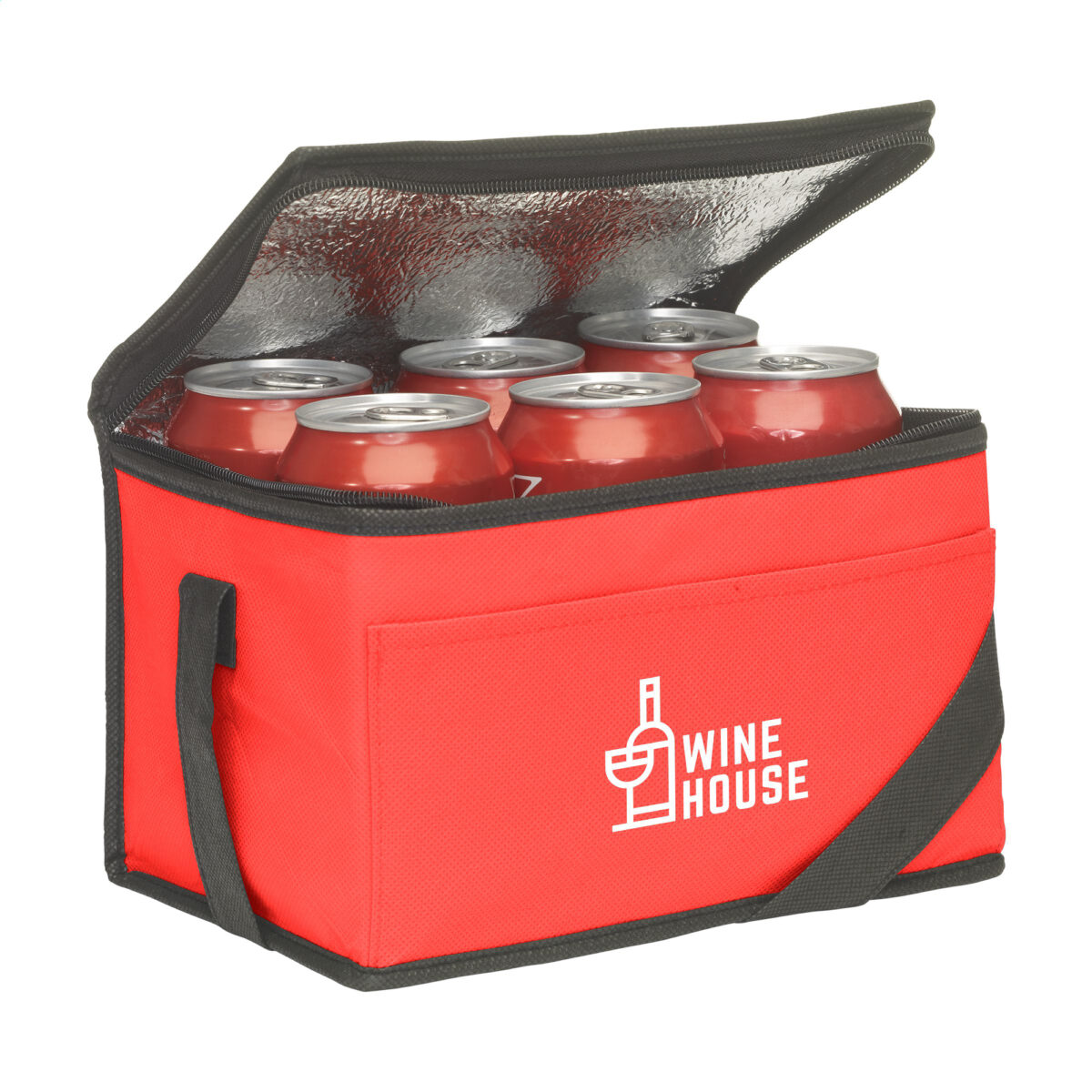 glacière isotherme 4L,sac glacière recyclé Cette <strong data-start="232" data-end="269">glacière isotherme compacte de 4L</strong> est fabriquée en <strong data-start="287" data-end="326">polyester recyclé non tissé 80 g/m²</strong>, certifié <strong data-start="337" data-end="344">GRS</strong> avec <strong data-start="350" data-end="377">82% de matière recyclée</strong>. Idéale pour transporter <strong data-start="403" data-end="425">jusqu'à 6 canettes</strong> ou des repas, elle maintient la température grâce à son revêtement isotherme. Fonctionnelle et légère (<strong data-start="529" data-end="537">40 g</strong>), elle dispose d'une <strong data-start="559" data-end="582">sangle de transport</strong> et d'une fermeture zippée. Disponible en <strong data-start="624" data-end="656">blanc, marine, rouge et noir</strong>, elle est personnalisable en <strong data-start="686" data-end="711">sérigraphie 1 couleur</strong> sur la face supérieure (<strong data-start="736" data-end="751">150 x 70 mm</strong>) ou sur la poche avant (<strong data-start="776" data-end="791">150 x 60 mm</strong>).