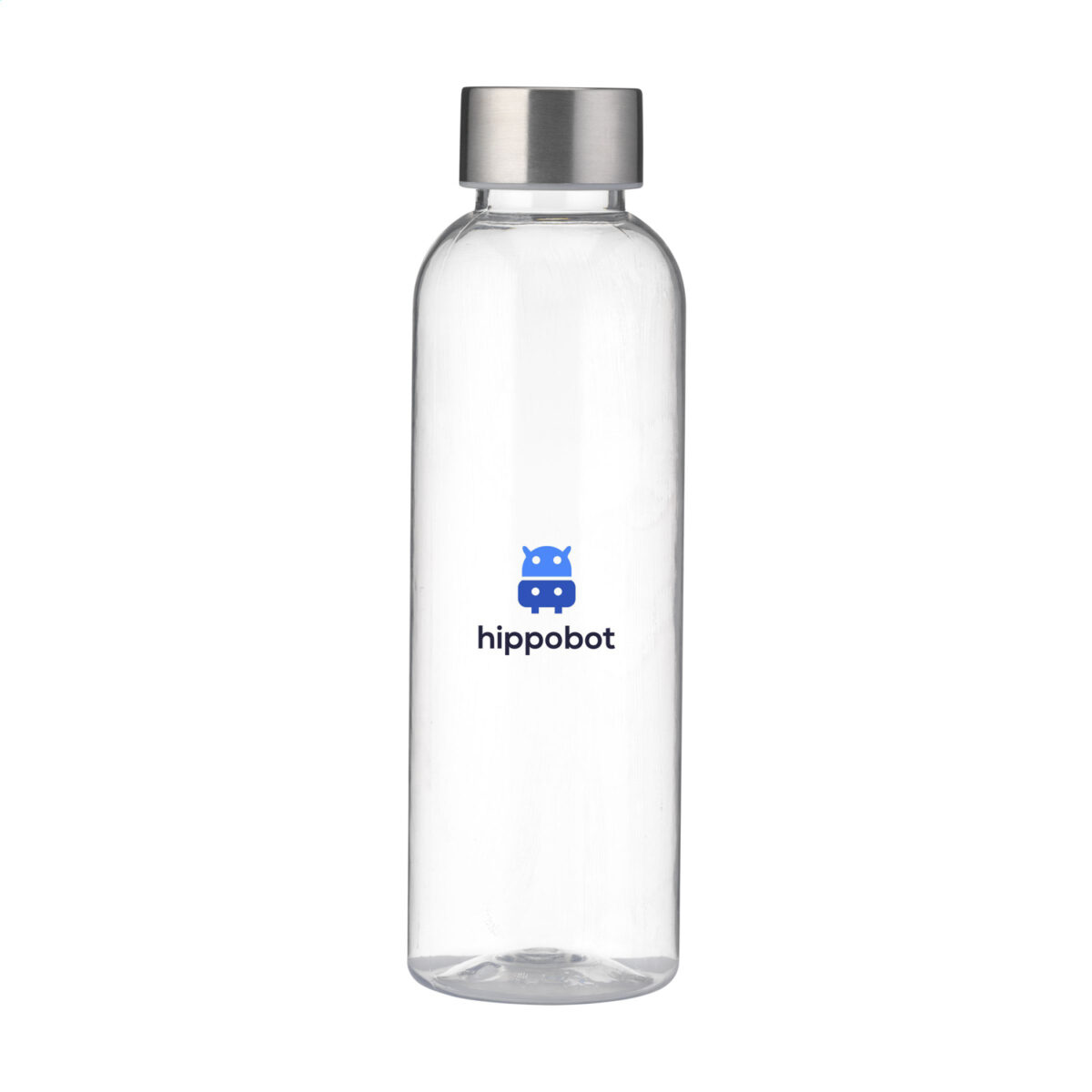 Bouteille d'eau de 500 ml en PET recyclé (RPET) avec un bouchon en inox. Disponible en plusieurs couleurs : translucide, bleu, turquoise, orange, rouge, vert et noir. Personnalisation par gravure laser sur le bouchon (30 mm) ou impression numérique en quadri sur différentes zones : 24 x 135 mm (face avant), 208 x 150 mm (circulaire). Option de marquage nominatif. Poids : 70 g. Dimensions : 6,5 x 21 cm.