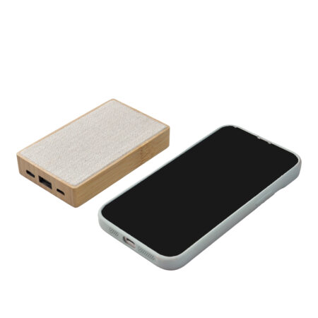 Powerbank solaire 5 000 mAh - bambou et chanvre