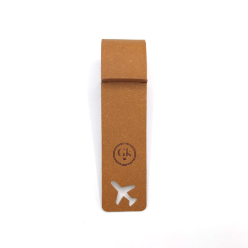 Porte étiquette de bagage en cuir recyclé