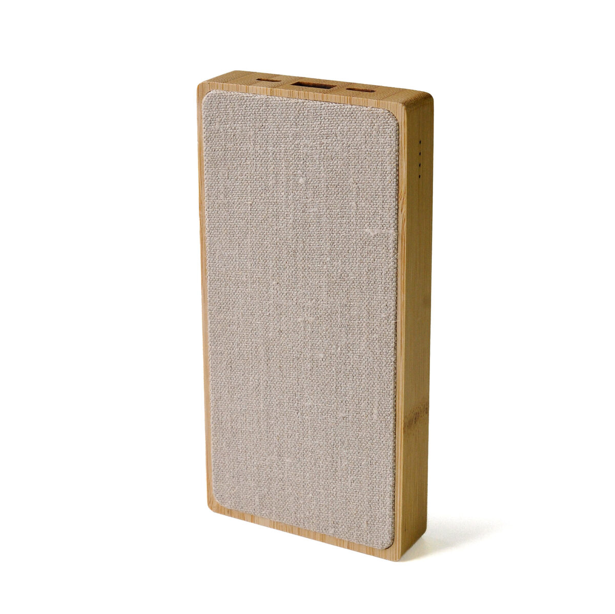 powerbank solaire personnalisable Batterie externe solaire en <strong data-start="1975" data-end="1998">bambou certifié FSC</strong> et chanvre naturel, capacité de 10 000 mAh avec panneau solaire 1W, dimensions 159 x 73,5 x 20 mm, poids de 0,25 kg. Fourni avec câble type C en TPE et manuel dématérialisé. <strong data-start="2173" data-end="2193">Personnalisation</strong> par impression numérique sur une zone de 159 x 73,5 x 20 mm. Conditionnement en boîte papier FSC mix.