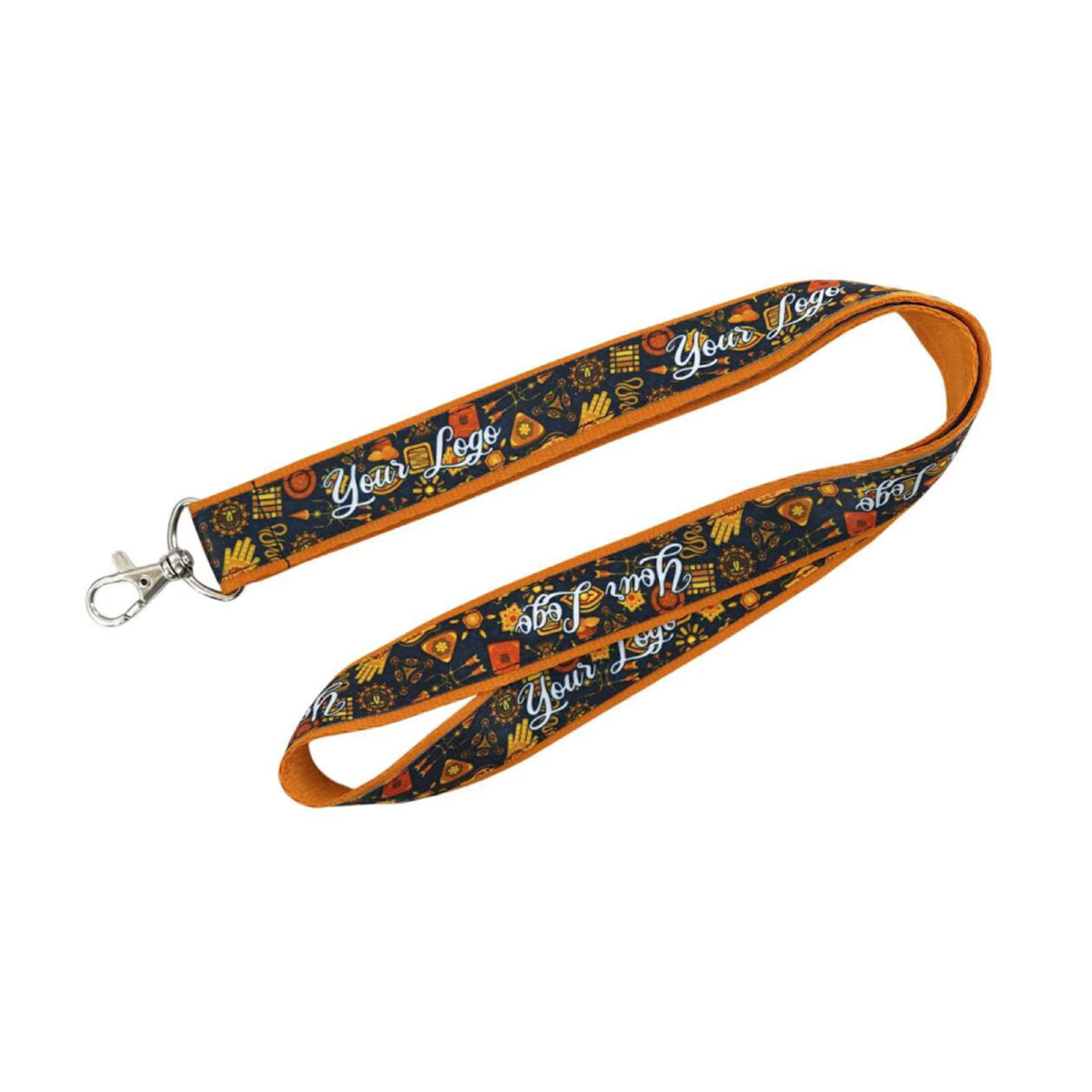 Tour de cou cousu standard personnalisé en polyester, marquage quadrichromie par sublimation. Dimensions 45x2 cm. 14 coloris disponibles.
