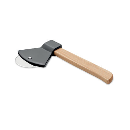 Coupe-pizza en forme de hache avec manche en bambou – vue 2
