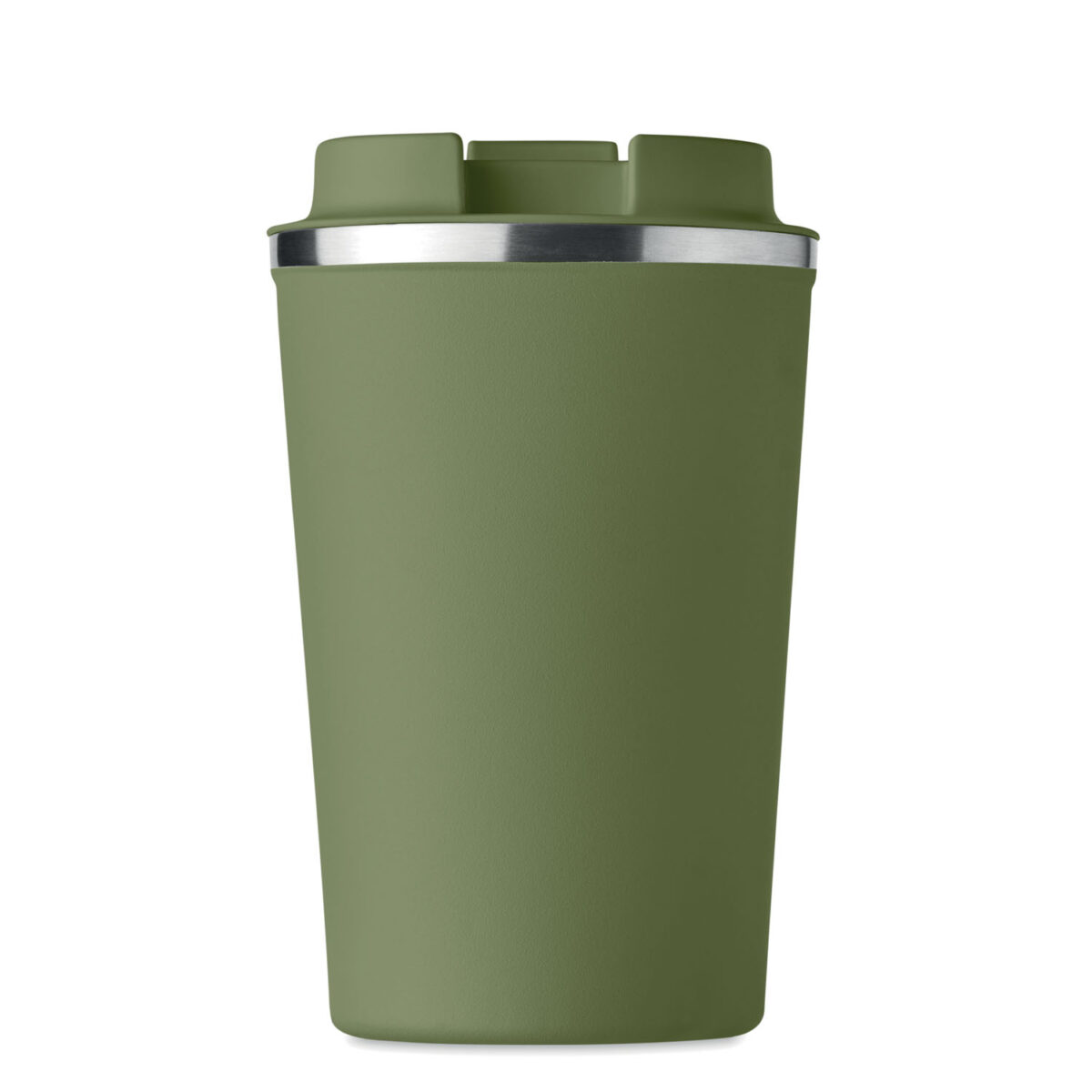 thermos en acier inox <b>Gobelet en acier inoxydable à double paroi</b> de <b>350 ml</b> avec <b>couvercle en PP</b>, dimensions <b>8,5 x 8,5 x 14 cm</b> pour un poids de <b>293 g</b>. <b>Étanche</b>, <b>isotherme</b> et compatible <b>lave-vaisselle</b>, disponible en <b>Beige</b>, <b>Blanc</b>, <b>Bleu</b>, <b>Métal</b>, <b>Noir</b> et <b>Vert</b>. Personnalisation par <b>gravure laser</b>, <b>gravure laser 360°</b>, <b>impression numérique 360° (quadri)</b> ou <b>sérigraphie circulaire (1 couleur)</b> avec <b>zones de marquage</b> dédiées sur le corps du gobelet.