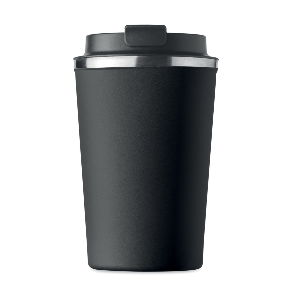 thermos en acier inox <b>Gobelet en acier inoxydable à double paroi</b> de <b>350 ml</b> avec <b>couvercle en PP</b>, dimensions <b>8,5 x 8,5 x 14 cm</b> pour un poids de <b>293 g</b>. <b>Étanche</b>, <b>isotherme</b> et compatible <b>lave-vaisselle</b>, disponible en <b>Beige</b>, <b>Blanc</b>, <b>Bleu</b>, <b>Métal</b>, <b>Noir</b> et <b>Vert</b>. Personnalisation par <b>gravure laser</b>, <b>gravure laser 360°</b>, <b>impression numérique 360° (quadri)</b> ou <b>sérigraphie circulaire (1 couleur)</b> avec <b>zones de marquage</b> dédiées sur le corps du gobelet.