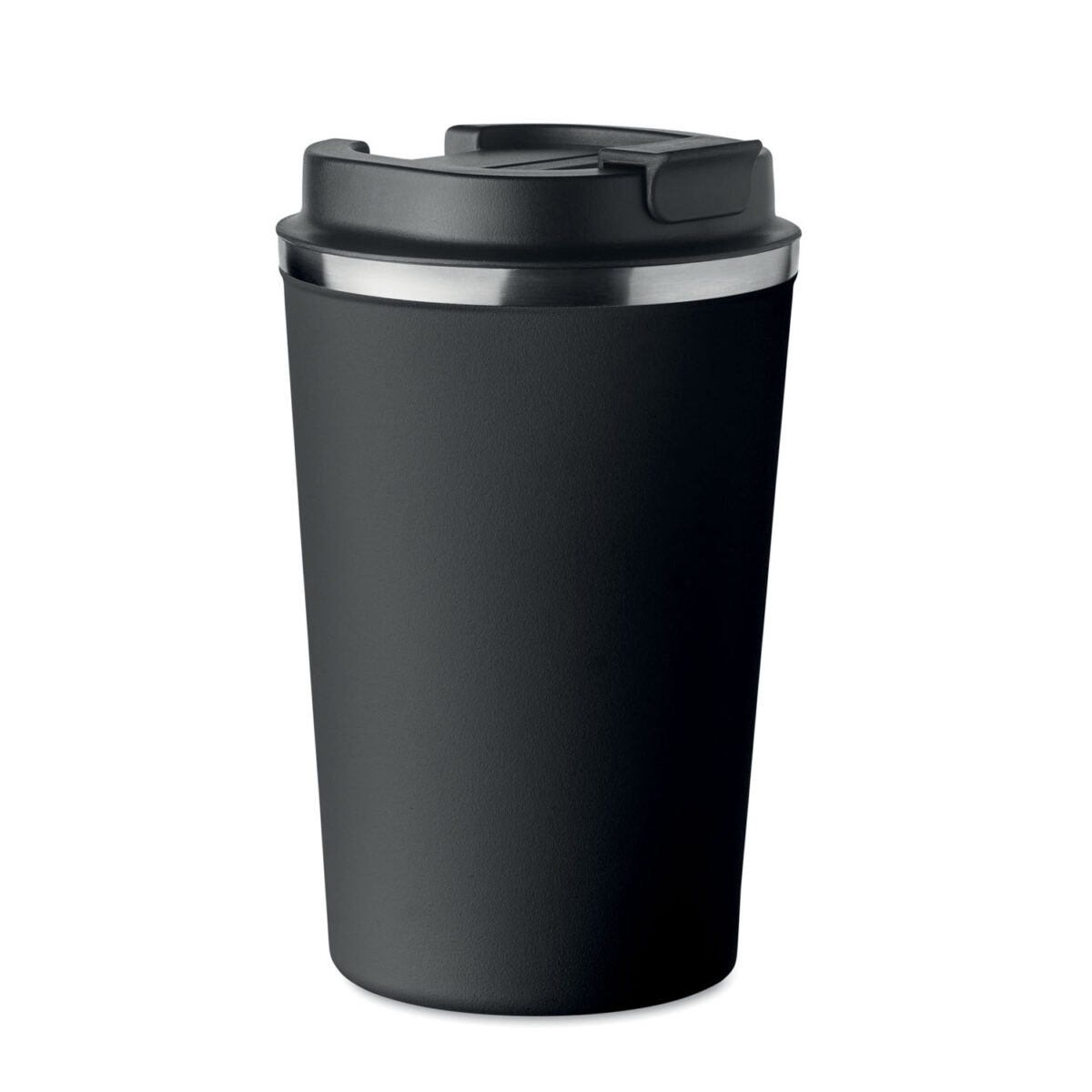thermos en acier inox <b>Gobelet en acier inoxydable à double paroi</b> de <b>350 ml</b> avec <b>couvercle en PP</b>, dimensions <b>8,5 x 8,5 x 14 cm</b> pour un poids de <b>293 g</b>. <b>Étanche</b>, <b>isotherme</b> et compatible <b>lave-vaisselle</b>, disponible en <b>Beige</b>, <b>Blanc</b>, <b>Bleu</b>, <b>Métal</b>, <b>Noir</b> et <b>Vert</b>. Personnalisation par <b>gravure laser</b>, <b>gravure laser 360°</b>, <b>impression numérique 360° (quadri)</b> ou <b>sérigraphie circulaire (1 couleur)</b> avec <b>zones de marquage</b> dédiées sur le corps du gobelet.