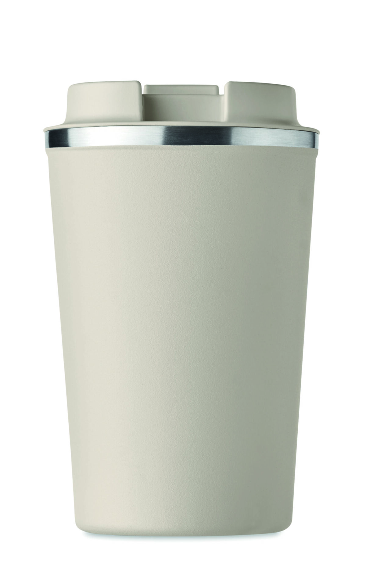 thermos en acier inox <b>Gobelet en acier inoxydable à double paroi</b> de <b>350 ml</b> avec <b>couvercle en PP</b>, dimensions <b>8,5 x 8,5 x 14 cm</b> pour un poids de <b>293 g</b>. <b>Étanche</b>, <b>isotherme</b> et compatible <b>lave-vaisselle</b>, disponible en <b>Beige</b>, <b>Blanc</b>, <b>Bleu</b>, <b>Métal</b>, <b>Noir</b> et <b>Vert</b>. Personnalisation par <b>gravure laser</b>, <b>gravure laser 360°</b>, <b>impression numérique 360° (quadri)</b> ou <b>sérigraphie circulaire (1 couleur)</b> avec <b>zones de marquage</b> dédiées sur le corps du gobelet.
