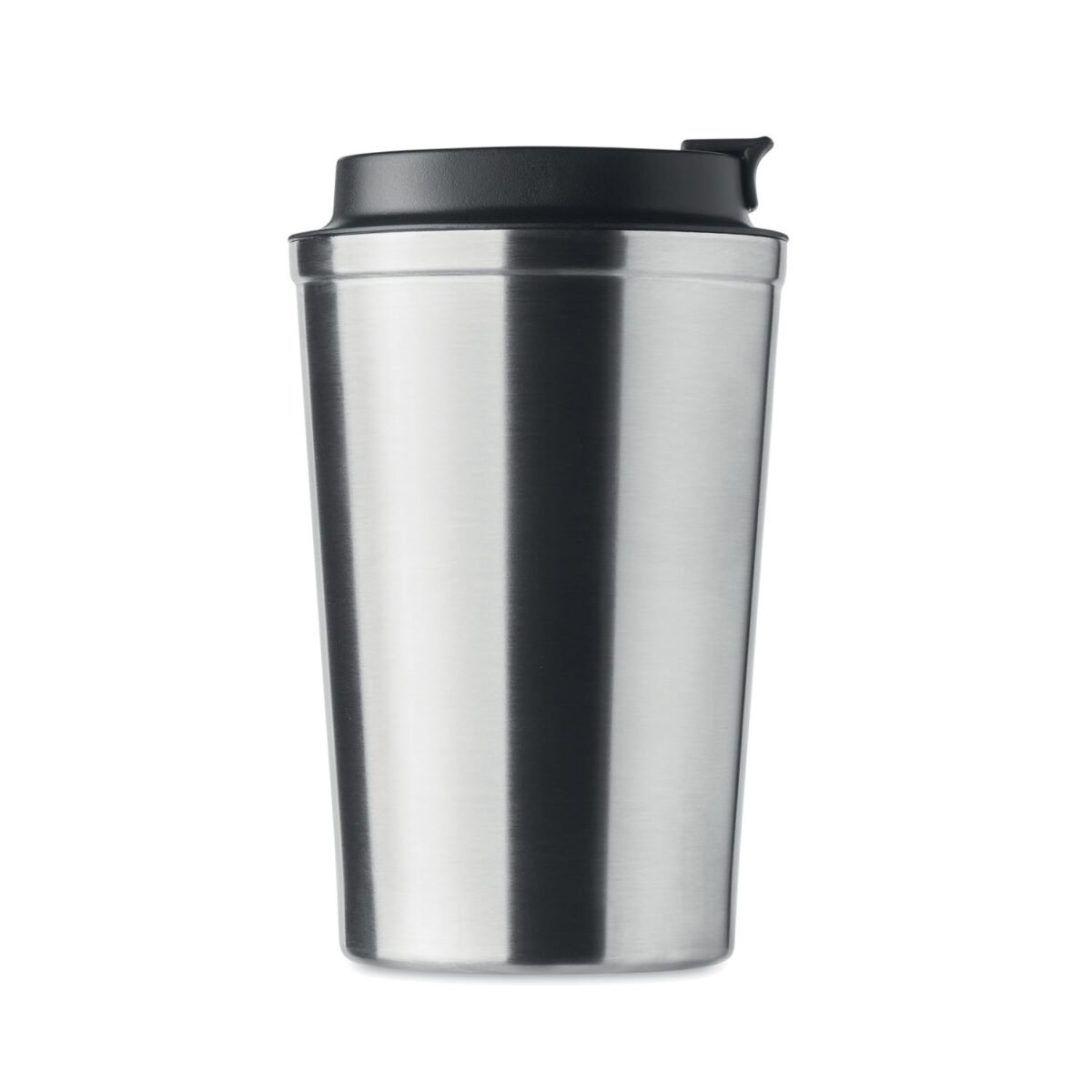 thermos en acier inox <b>Gobelet en acier inoxydable à double paroi</b> de <b>350 ml</b> avec <b>couvercle en PP</b>, dimensions <b>8,5 x 8,5 x 14 cm</b> pour un poids de <b>293 g</b>. <b>Étanche</b>, <b>isotherme</b> et compatible <b>lave-vaisselle</b>, disponible en <b>Beige</b>, <b>Blanc</b>, <b>Bleu</b>, <b>Métal</b>, <b>Noir</b> et <b>Vert</b>. Personnalisation par <b>gravure laser</b>, <b>gravure laser 360°</b>, <b>impression numérique 360° (quadri)</b> ou <b>sérigraphie circulaire (1 couleur)</b> avec <b>zones de marquage</b> dédiées sur le corps du gobelet.