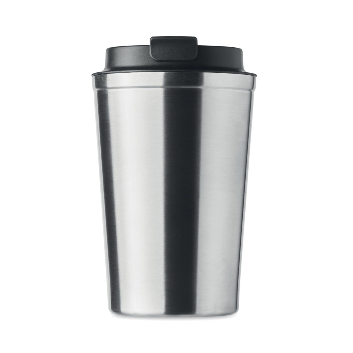 thermos en acier inox <b>Gobelet en acier inoxydable à double paroi</b> de <b>350 ml</b> avec <b>couvercle en PP</b>, dimensions <b>8,5 x 8,5 x 14 cm</b> pour un poids de <b>293 g</b>. <b>Étanche</b>, <b>isotherme</b> et compatible <b>lave-vaisselle</b>, disponible en <b>Beige</b>, <b>Blanc</b>, <b>Bleu</b>, <b>Métal</b>, <b>Noir</b> et <b>Vert</b>. Personnalisation par <b>gravure laser</b>, <b>gravure laser 360°</b>, <b>impression numérique 360° (quadri)</b> ou <b>sérigraphie circulaire (1 couleur)</b> avec <b>zones de marquage</b> dédiées sur le corps du gobelet.
