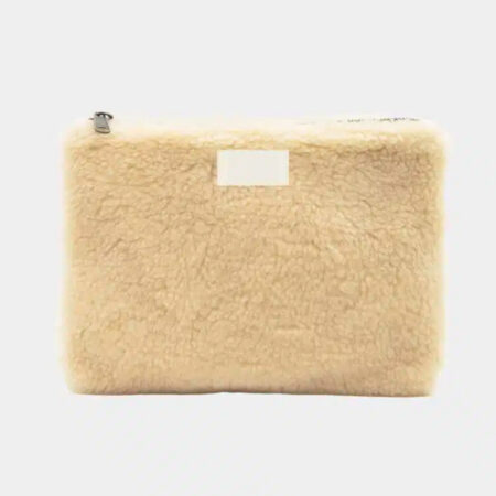 Grande pochette à fermeture éclair en moumoute recyclée – vue 2