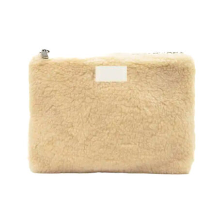 Grande pochette à fermeture éclair en moumoute recyclée