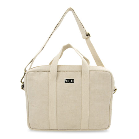 Sac Ordinateur en jute biologique avec bandoulière et poignées - 15 pouces – vue 2