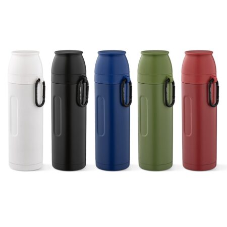 Thermos en acier inoxydable recyclé avec 2 gobelets – vue 2