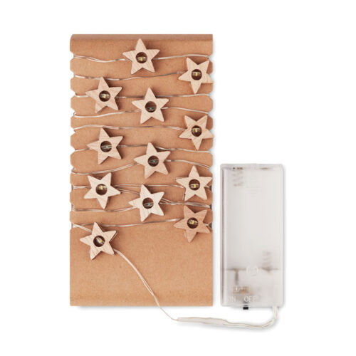 Guirlande 20 LED étoiles en bois, ambiance festive