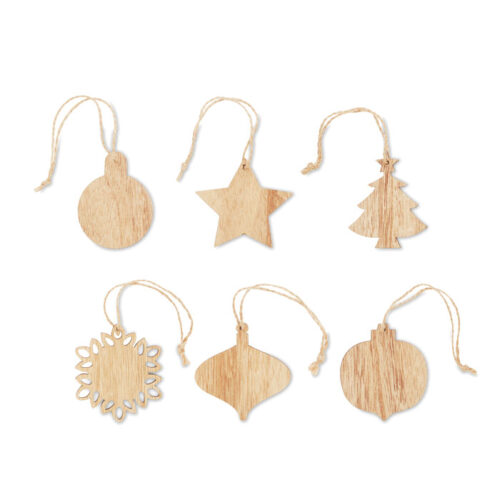 Décorations de Noël en bois à suspendre Ø8,5cm