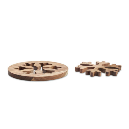 Set 2 dessous de plat en bois d'acacia naturel