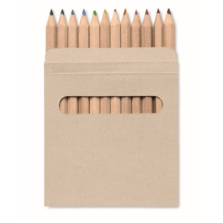 Set 12 crayons de couleur bois certifié, étui carton
