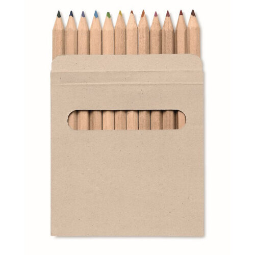 Set 12 crayons de couleur bois certifié, étui carton