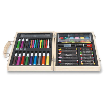 Mallette de peinture en bois naturel