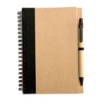 Carnet spirale papier recyclé + stylo assorti