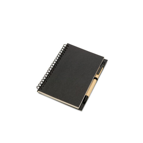 Carnet spirale A6 papier recyclé avec stylo inclus