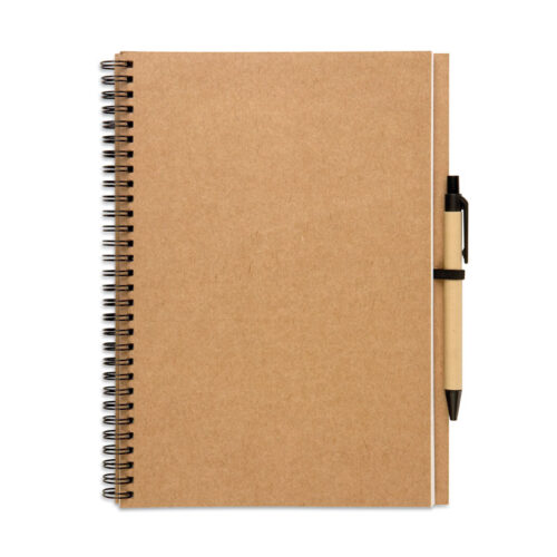 Carnet spirale A5 papier recyclé 140 pages avec stylo – vue 2