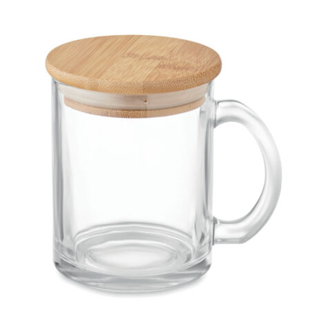 Mug en Verre Recyclé & Couvercle en Bambou - 300 ml