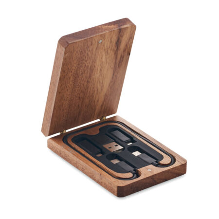 Set câbles 3 en 1 avec boîtier bambou