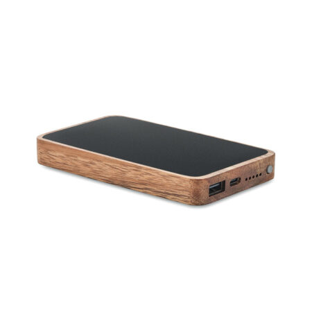 Duo chargeur sans fil 15W + Powerbank 4000mAh bois