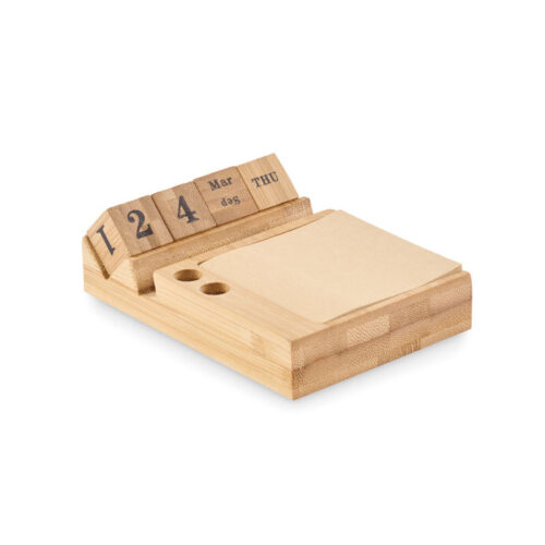 Calendrier de bureau bambou porte-téléphone