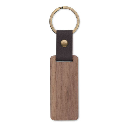 Porte-clés noyer et simili-cuir 3cm