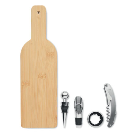 Set à vin 2 pièces bambou forme bouteille