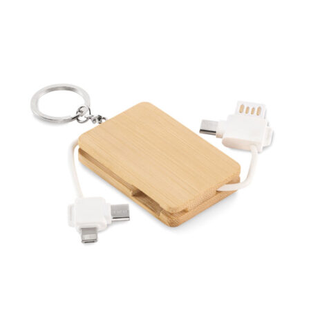 Porte-clés câble de charge multifonction bambou