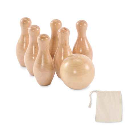Mini jeu de quilles en bois de pin naturel