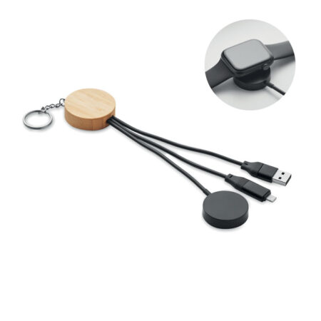 Porte-clés câble 4-en-1 60W en bambou