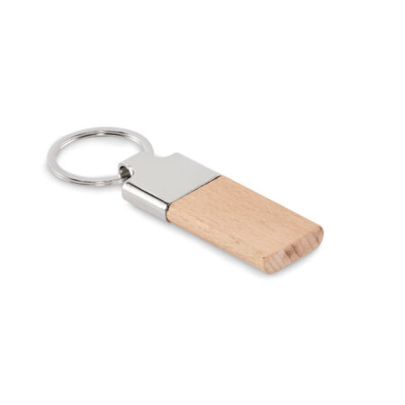 Porte-clés rond en bois d'hévéa naturel