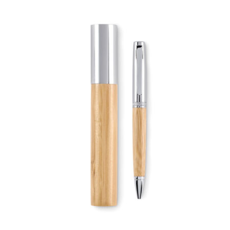 Stylo-bille twist bambou en tube cadeau