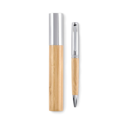 Stylo-bille twist bambou en tube cadeau