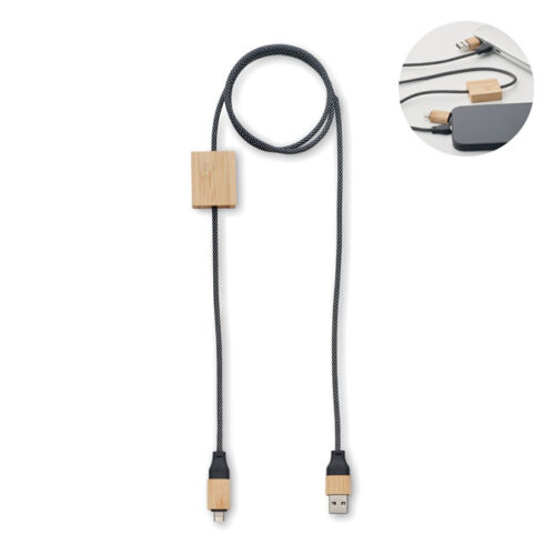 Câble chargeur 60W USB-C bambou et rPET 1m