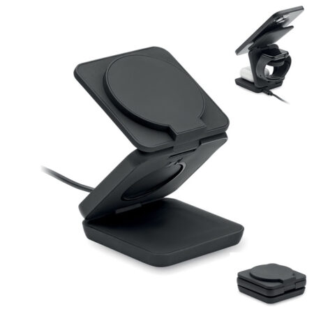 Station de charge pliable 3-en-1 ABS recyclé
