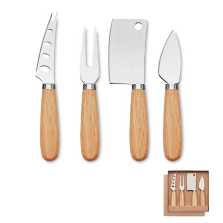 Set 4 couteaux à fromage manche bois naturel