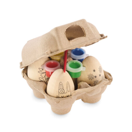 Set peinture d'œufs en bois naturel